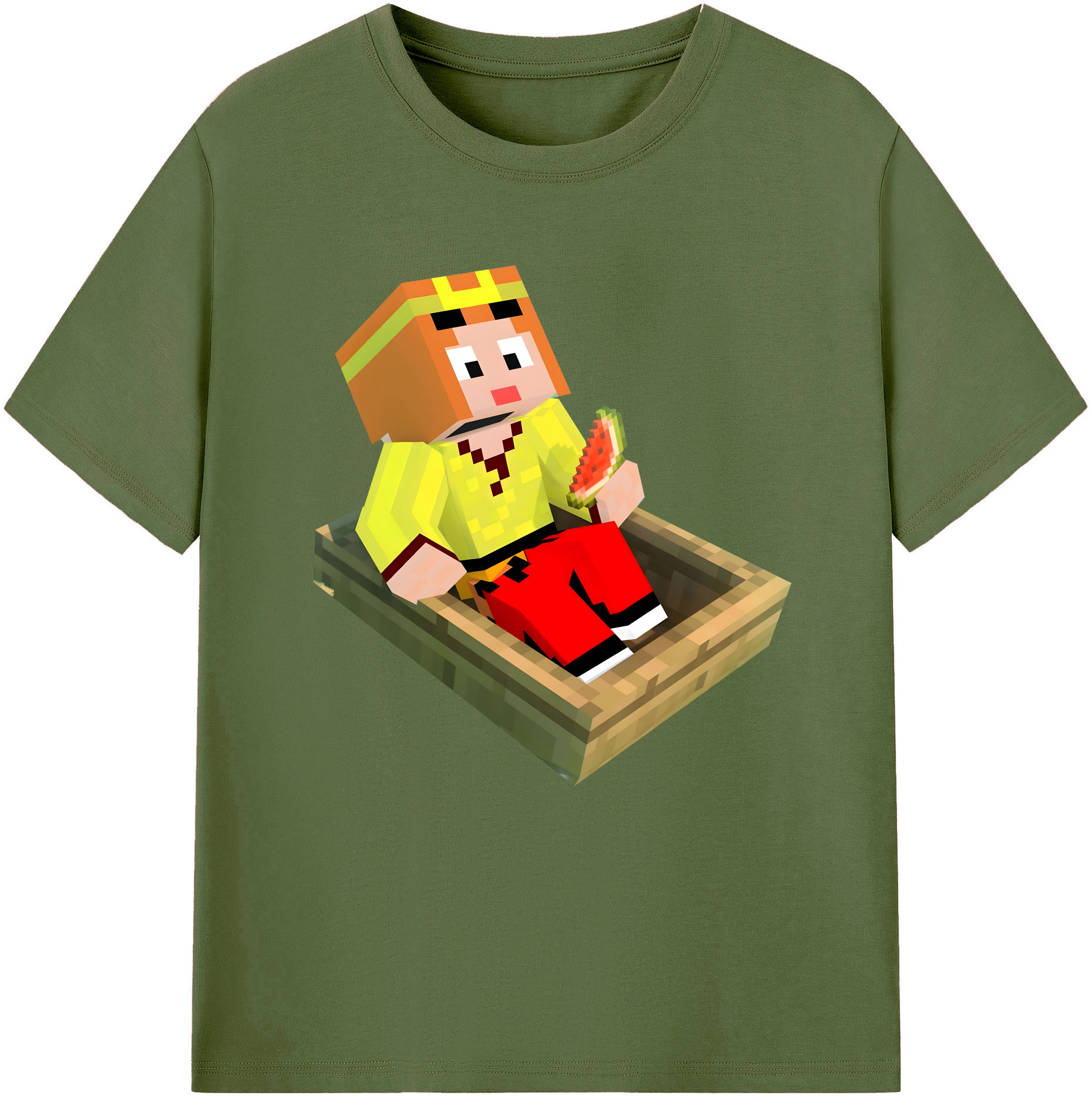 （画像用） マインクラフト ブロックの世界 Minecraft MC Block world 綿100％半袖Tシャツ（フロントプリント）